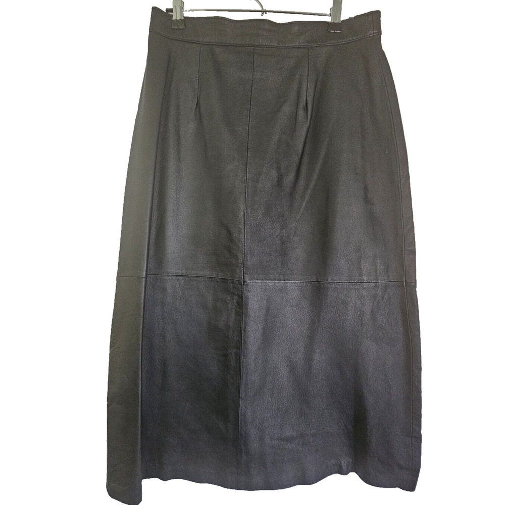 Vintage Lew Magram Black Leather Maxi Skirt Size 12 Biker Matrix Grudge Gothic
